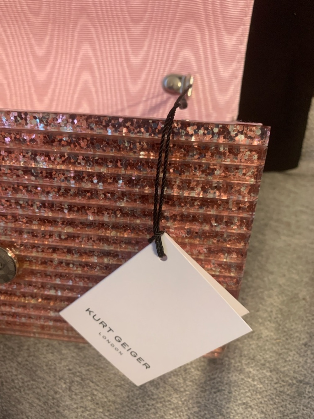 Kurt Geiger London Party Eagle Glitter Pink Clutch crossbody evening purse NWT - Picture 5 of 7